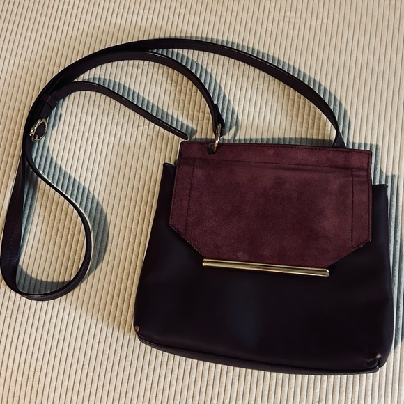 Halston Heritage Crossbody/shoulder bag. Leather & Suade, wine color - Picture 2 of 13